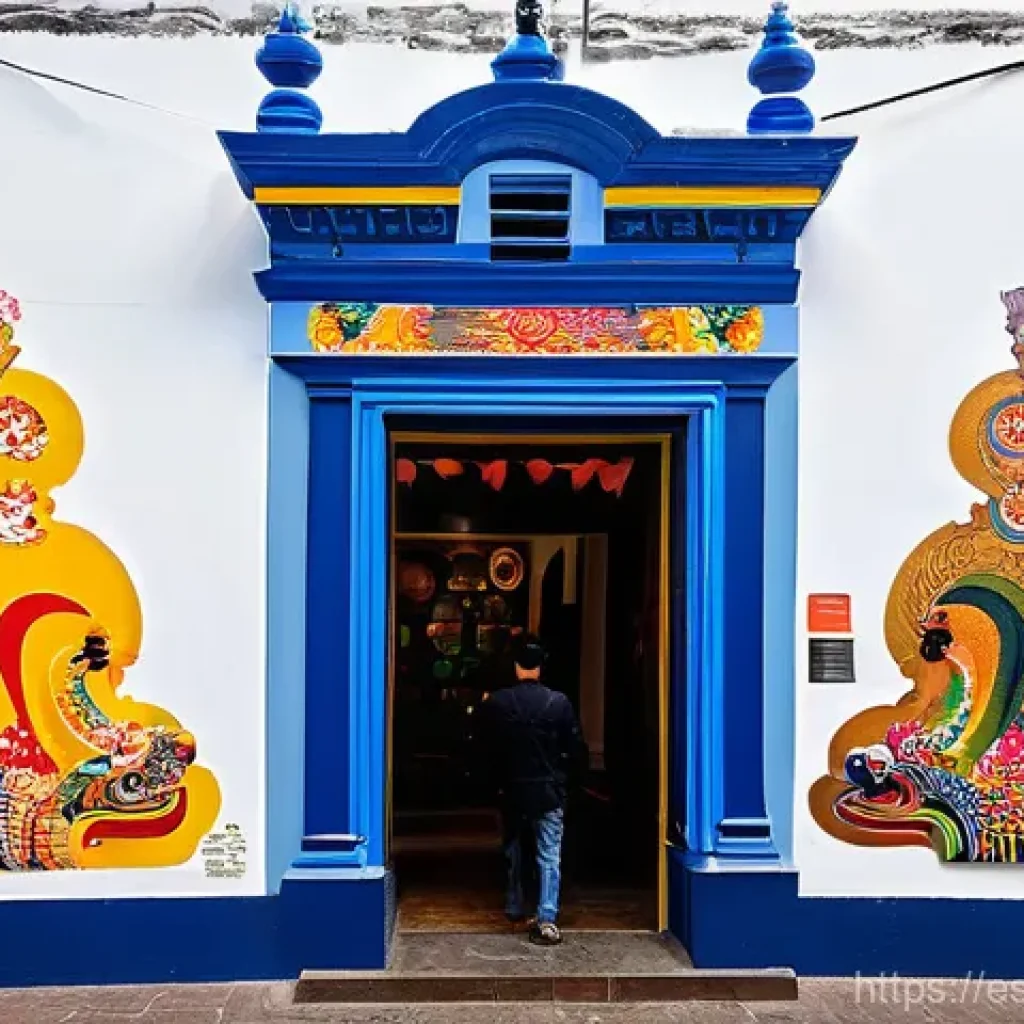 에콰도르에서 예술 시장과 갤러리 방문 - Quito's Artistic Fusion**
"A dynamic illustration capturing the vibrant fusion of art in Quito, show...
