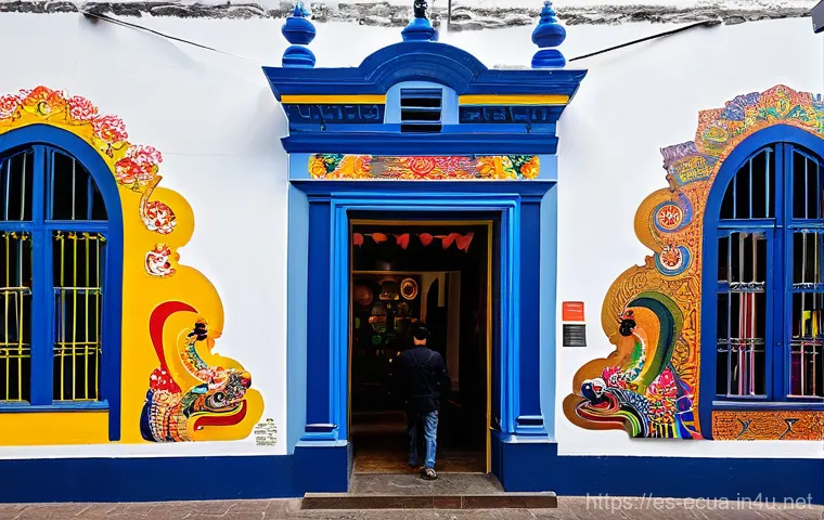 에콰도르에서 예술 시장과 갤러리 방문 - Quito's Artistic Fusion**
"A dynamic illustration capturing the vibrant fusion of art in Quito, show...