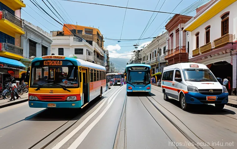 에콰도르 운전 시 주의할 점 - Image Prompt 1: Bustling Urban Rhythm**